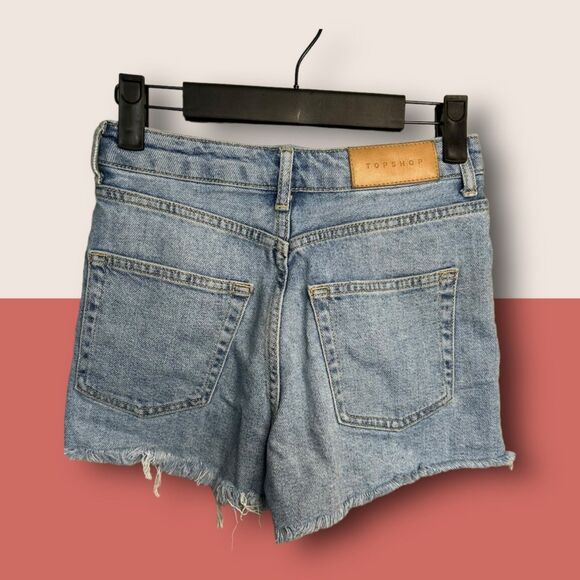 👖 TOPSHOP MOTO MOM HIGH RISE JEAN DENIM SHORT SHORTS JORTS SZ 2 - Picture 4 of 4